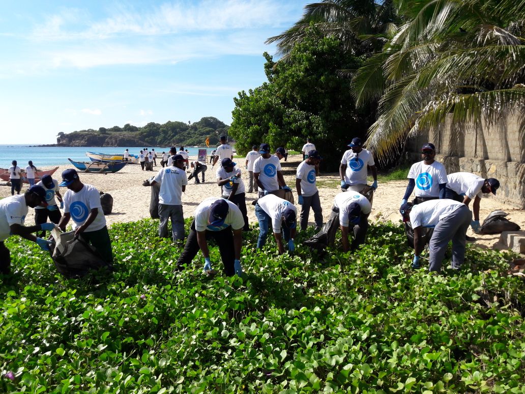 Tokyo Cement Trincomalee Factory staff were joined  by multiple stakeholder groups to cleanup beaches