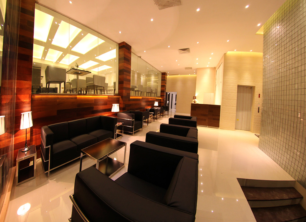 Hotel's elegant lobby area Hotel's elegant lobby area