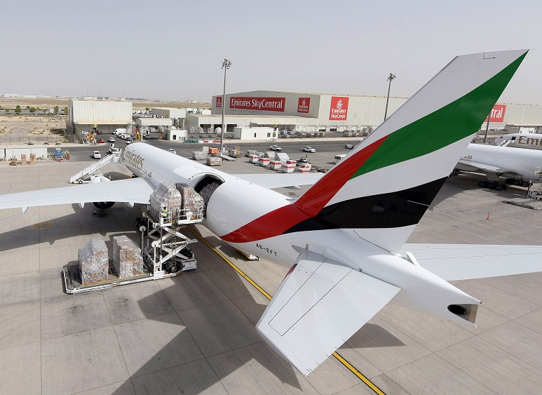 Unloading Emirates SkyCargo's new Freighter